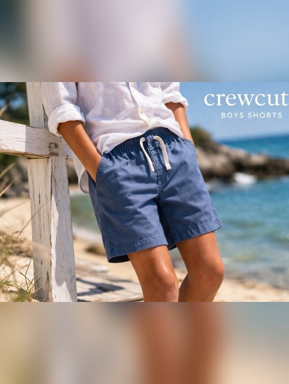 Crewcuts Blue Gray Drawstring Twill Dock Shorts Sz. 16 #1987